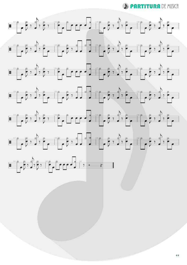 Partitura de musica de Bateria - Big City Nights | Scorpions | Love at First Sting 1984 - pag 4