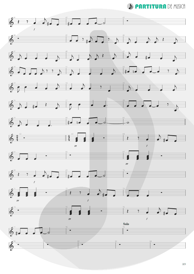 Partitura de musica de Canto - Rock You Like A Hurricane | Scorpions | Love at First Sting 1984 - pag 2