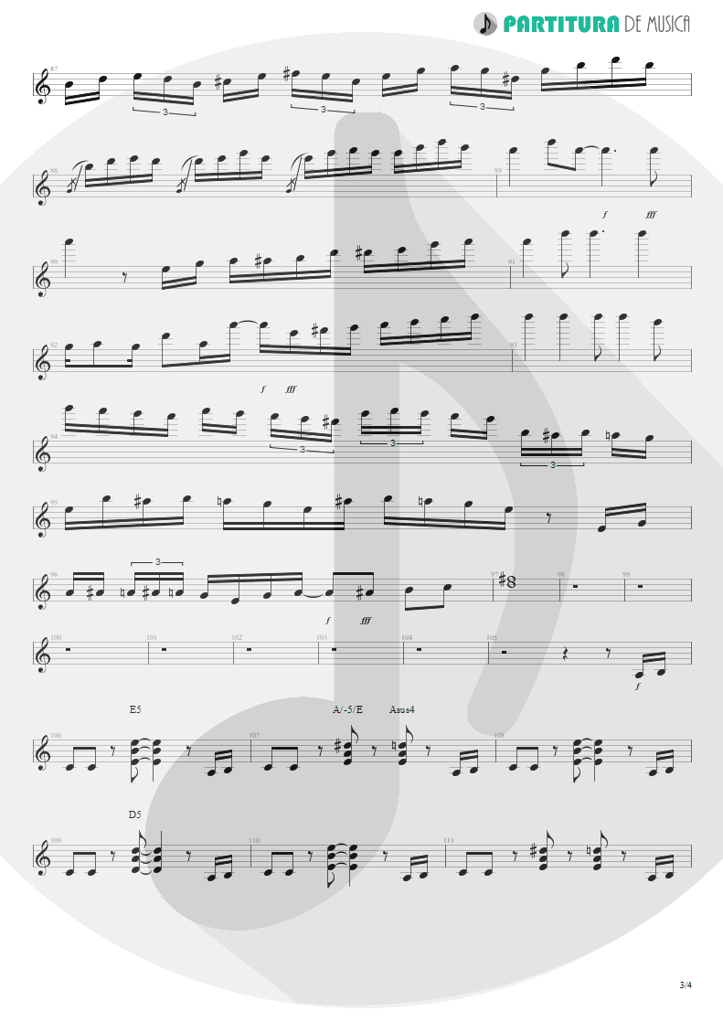 Partitura de musica de Guitarra Elétrica - Rock You Like A Hurricane | Scorpions | Love at First Sting 1984 - pag 3