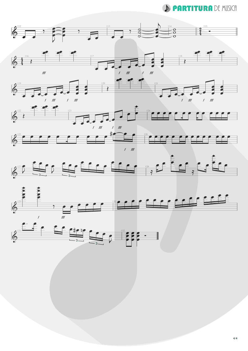Partitura de musica de Guitarra Elétrica - Rock You Like A Hurricane | Scorpions | Love at First Sting 1984 - pag 4