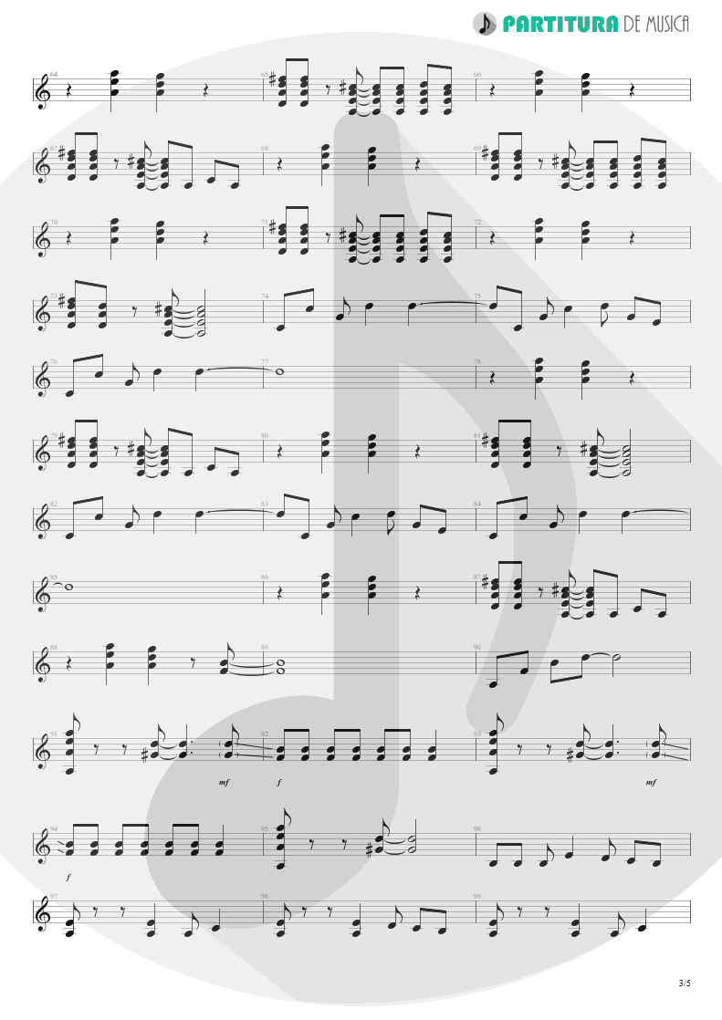 Partitura de musica de Guitarra Elétrica - Loving You Sunday Morning | Scorpions | World Wide Live 1985 - pag 3