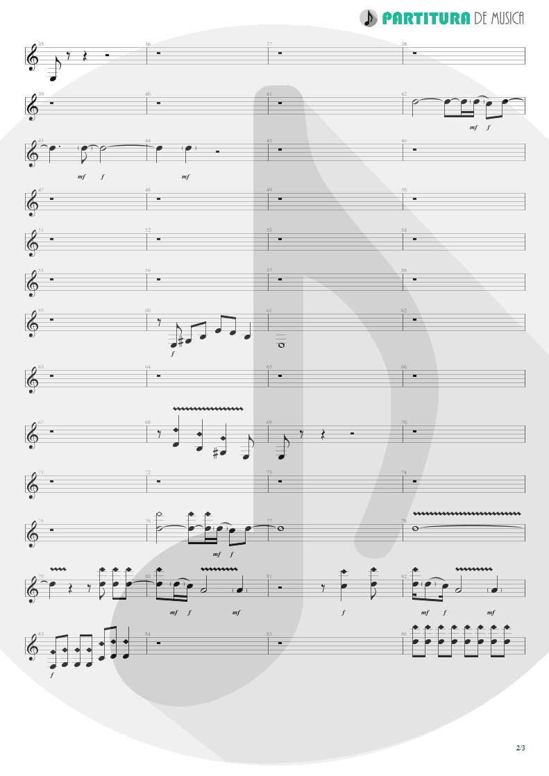 Partitura de musica de Guitarra Elétrica - No One Like You | Scorpions | World Wide Live 1985 - pag 2