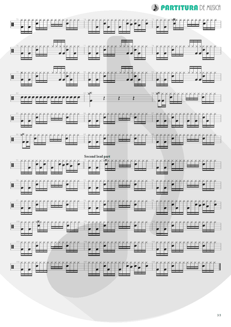 Partitura de musica de Bateria - Passion Rules The Game | Scorpions | Savage Amusement 1988 - pag 3