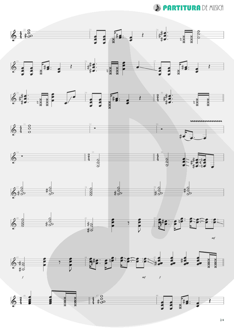 Partitura de musica de Guitarra Elétrica - Rhythm Of Love | Scorpions | Savage Amusement 1988 - pag 2