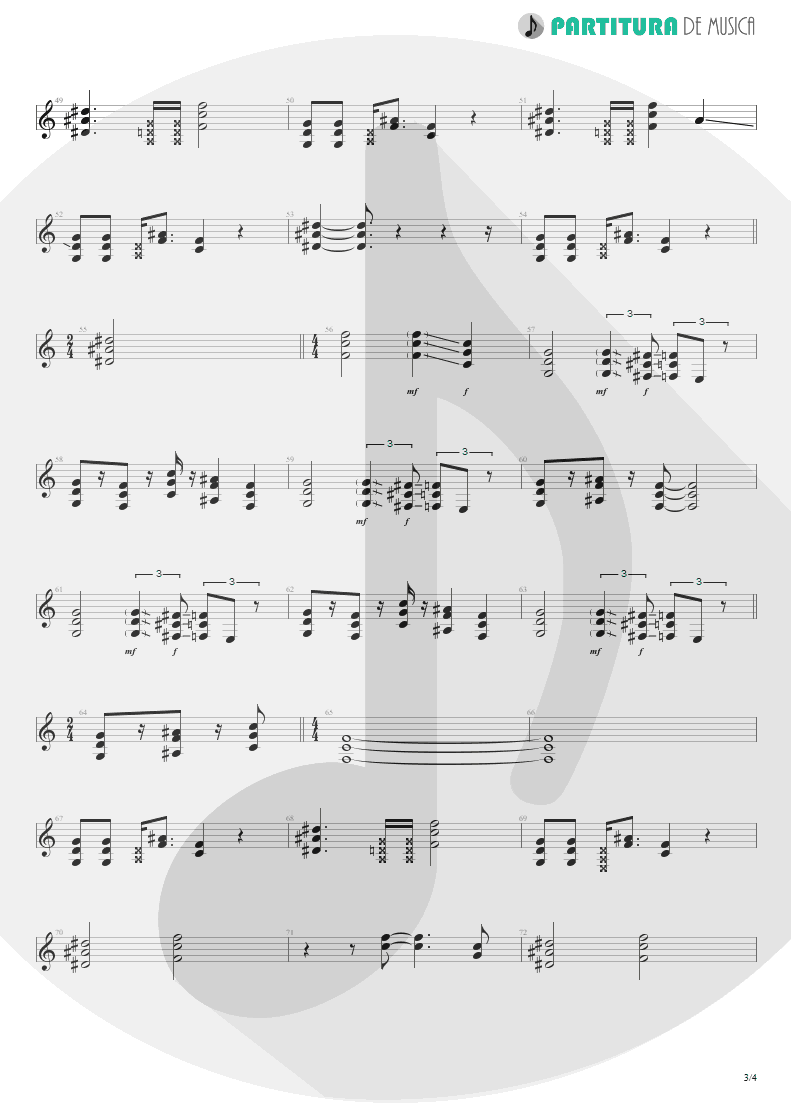 Partitura de musica de Guitarra Elétrica - Rhythm Of Love | Scorpions | Savage Amusement 1988 - pag 3