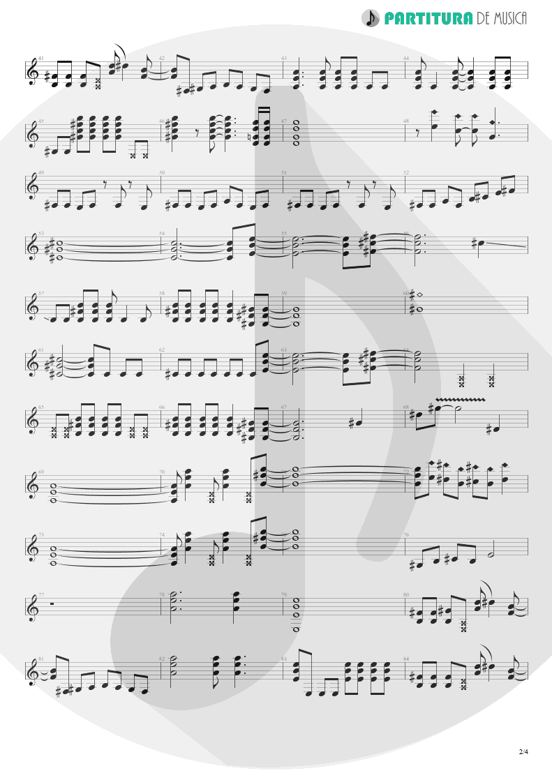 Partitura de musica de Guitarra Elétrica - Kicks After Six | Scorpions | Crazy World 1990 - pag 2