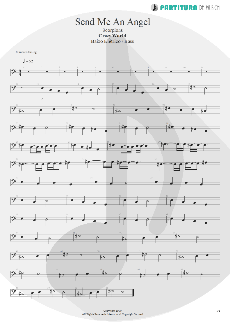 Partitura de musica de Baixo Elétrico - Send Me An Angel | Scorpions | Crazy World 1990 - pag 1