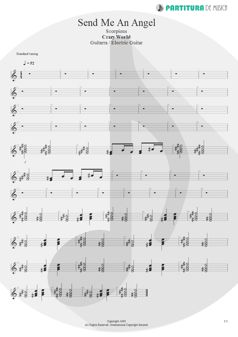 Partitura de musica de Guitarra Elétrica - Send Me An Angel | Scorpions | Crazy World 1990 - pag 1
