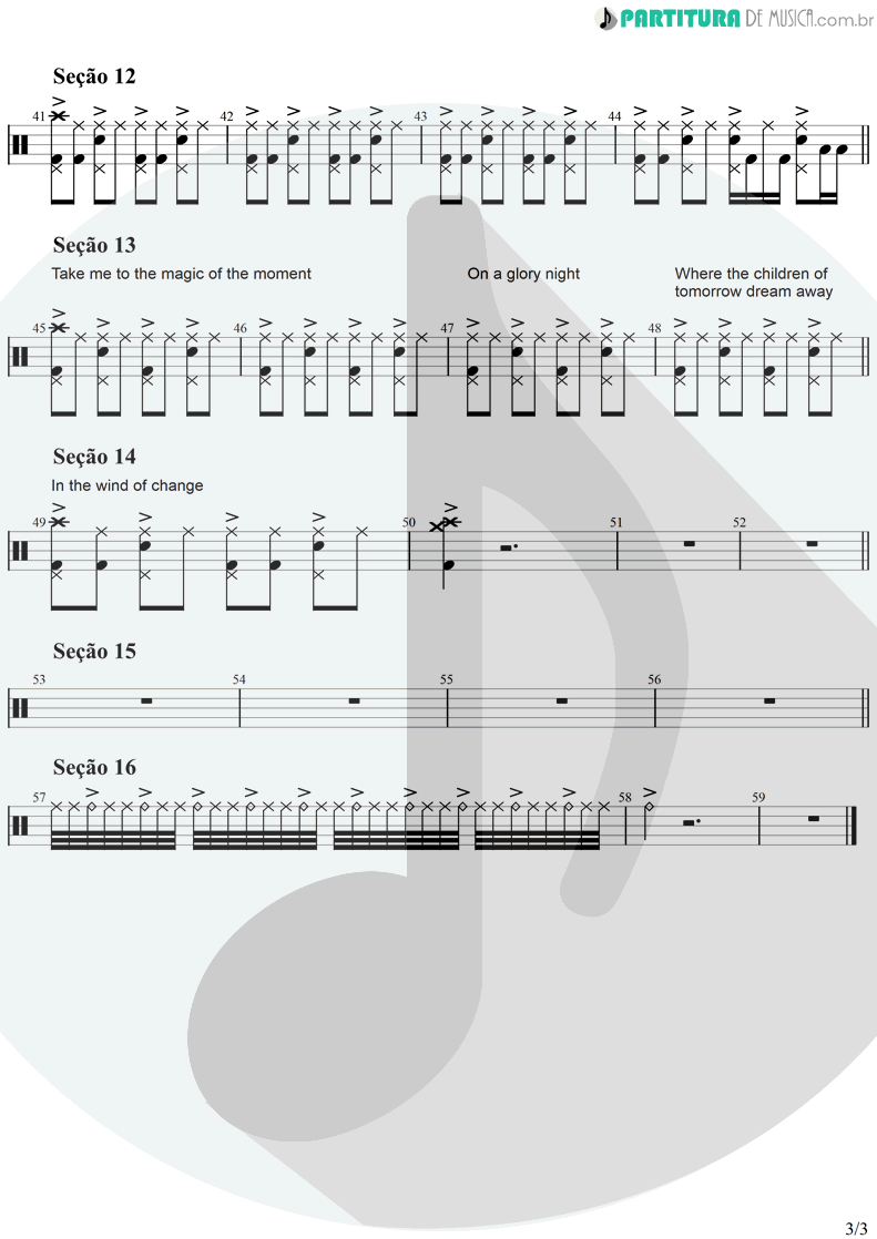 Partitura de musica de Bateria - Wind Of Change | Scorpions | Crazy World 1990 - pag 3