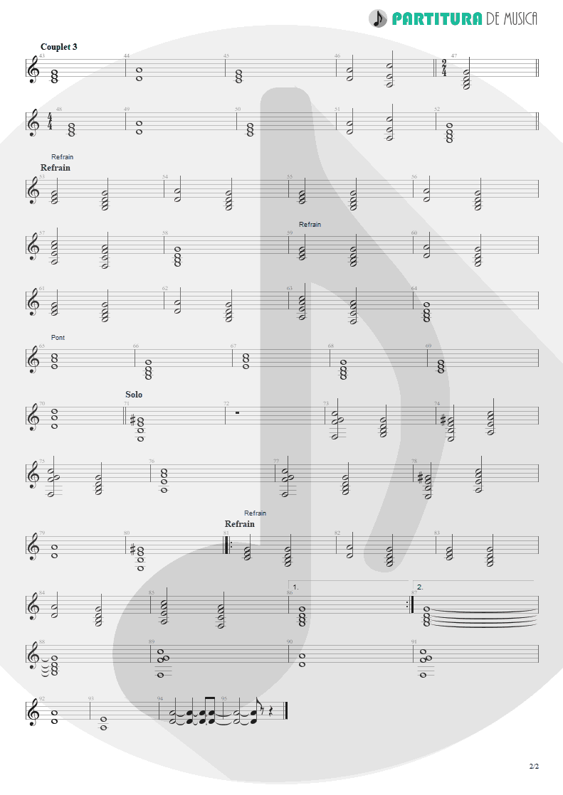 Partitura de musica de Órgão - Wind Of Change | Scorpions | Crazy World 1990 - pag 2