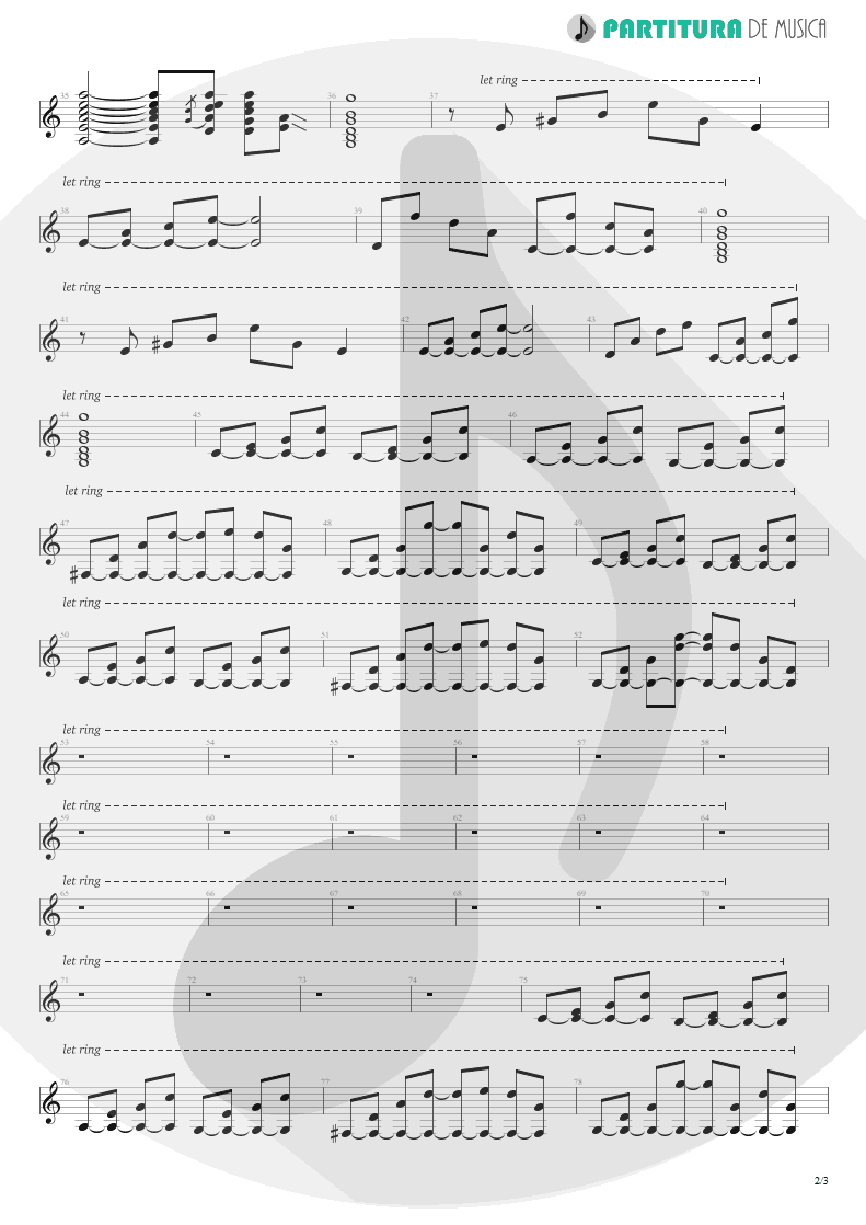 Partitura de musica de Guitarra Elétrica - Does Anyone Know | Scorpions | Pure Instinct 1996 - pag 2