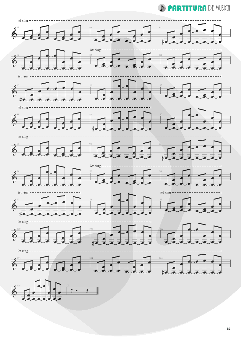 Partitura de musica de Guitarra Elétrica - Does Anyone Know | Scorpions | Pure Instinct 1996 - pag 3