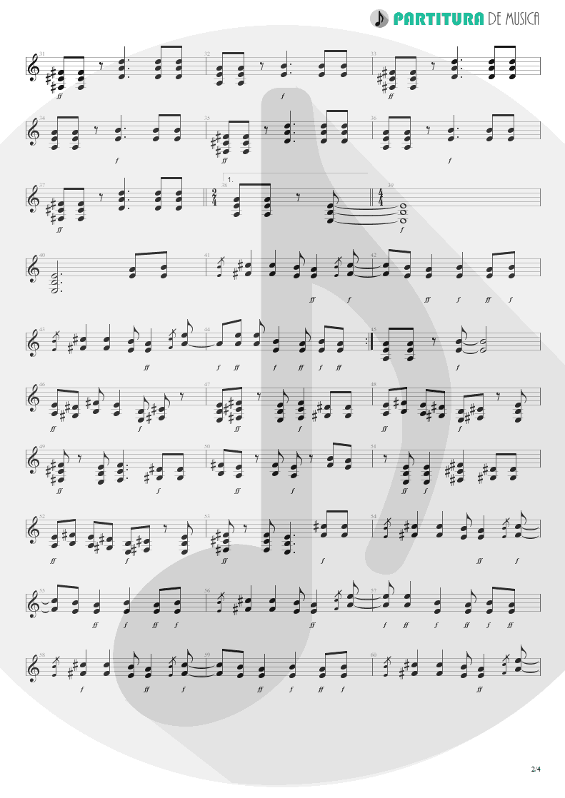 Partitura de musica de Guitarra Elétrica - Wild Child | Scorpions | Pure Instinct 1996 - pag 2