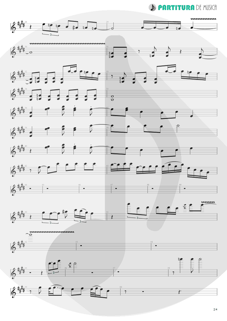 Partitura de musica de Guitarra Elétrica - Arizona | Scorpions | Blackout 1997 - pag 2