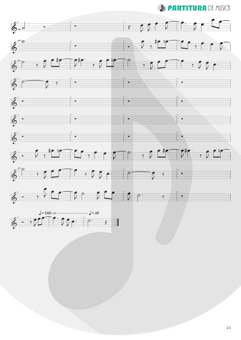 Partitura de musica de Canto - When The Smoke Is Going Down | Scorpions | Blackout 1997 - pag 2