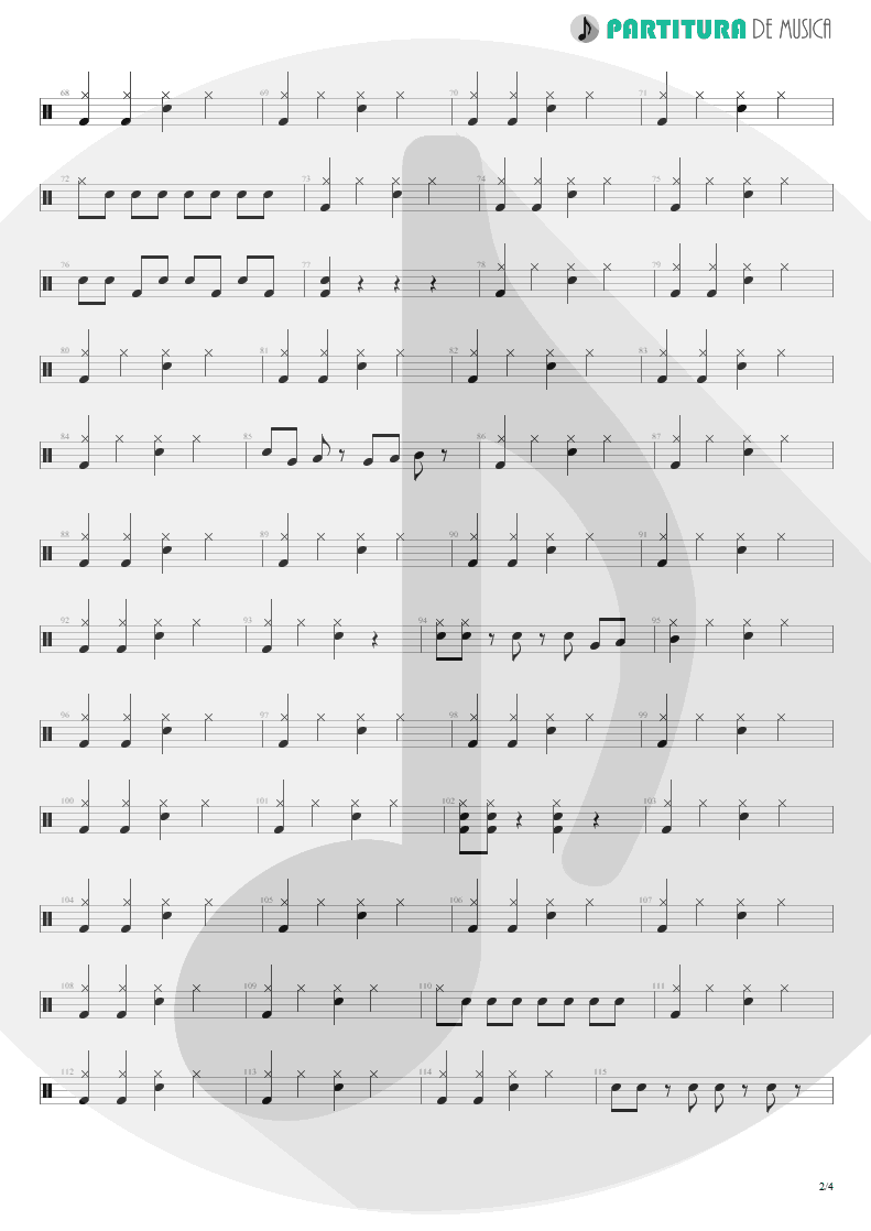 Partitura de musica de Bateria - Living For Tomorrow | Scorpions | Live Bites 2002 - pag 2