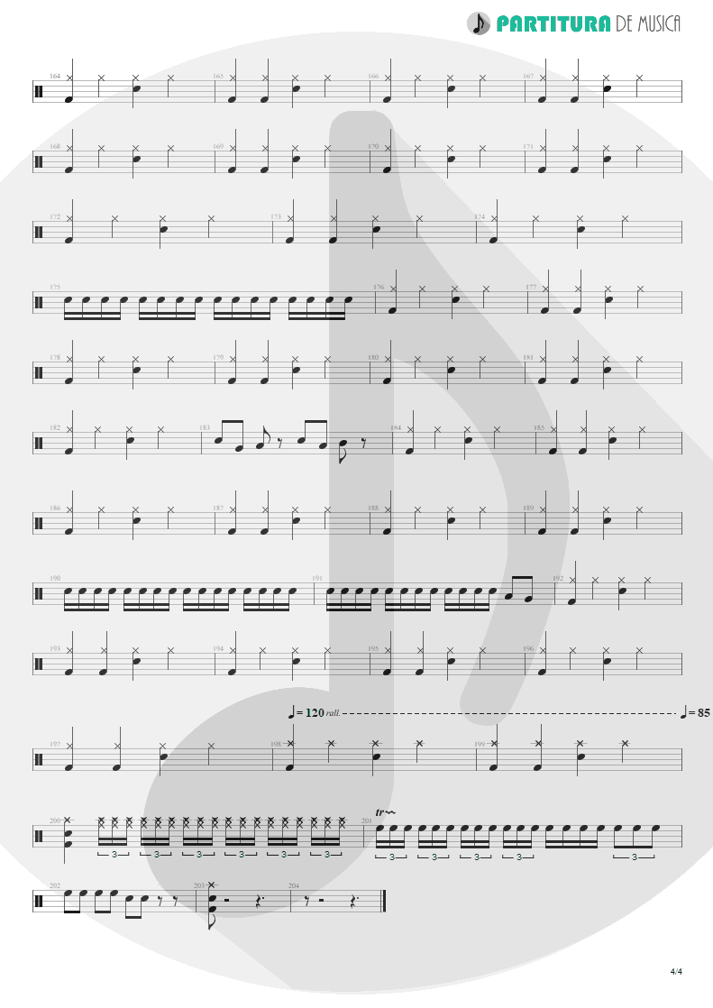 Partitura de musica de Bateria - Living For Tomorrow | Scorpions | Live Bites 2002 - pag 4