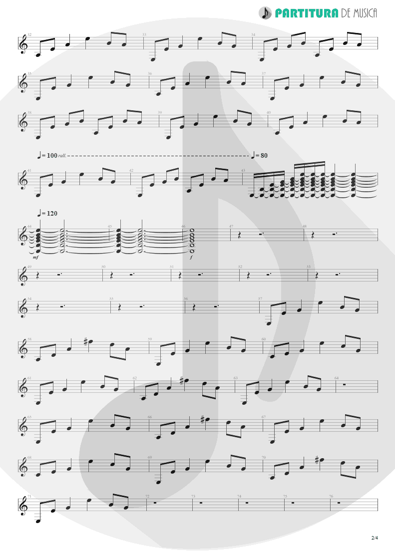 Partitura de musica de Violão - Living For Tomorrow | Scorpions | Live Bites 2002 - pag 2