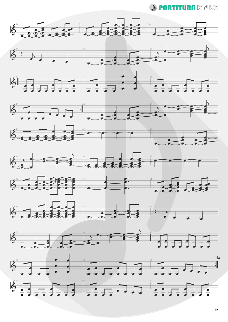 Partitura de musica de Guitarra Elétrica - New Generation | Scorpions | Unbreakable 2004 - pag 2