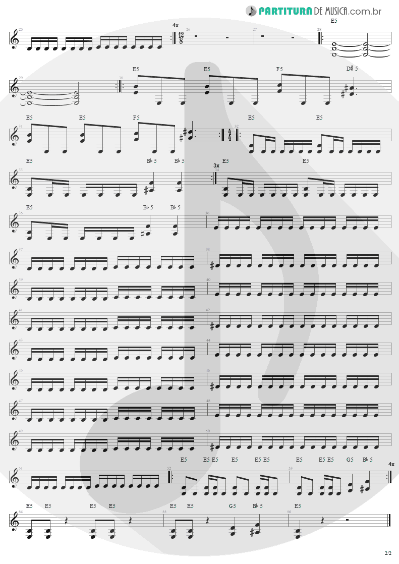 Partitura de musica de Guitarra Elétrica - Troops Of Doom | Sepultura | Morbid Visions 1984 - pag 2