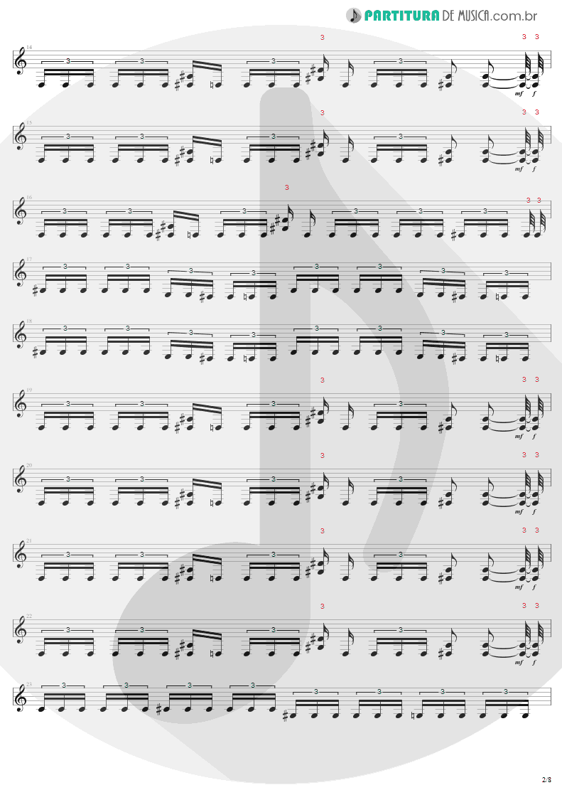 Partitura de musica de Guitarra Elétrica - Bestial Devastation | Sepultura | Bestial Devastation 1985 - pag 2