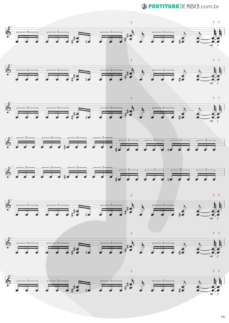 Partitura de musica de Guitarra Elétrica - Bestial Devastation | Sepultura | Bestial Devastation 1985 - pag 5