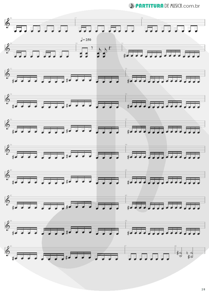 Partitura de musica de Guitarra Elétrica - Mass Hypnosis | Sepultura | Beneath the Remains 1989 - pag 2