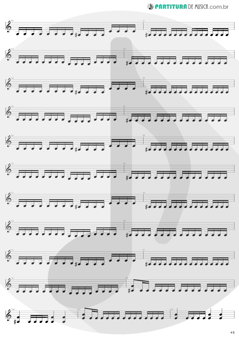 Partitura de musica de Guitarra Elétrica - Mass Hypnosis | Sepultura | Beneath the Remains 1989 - pag 4