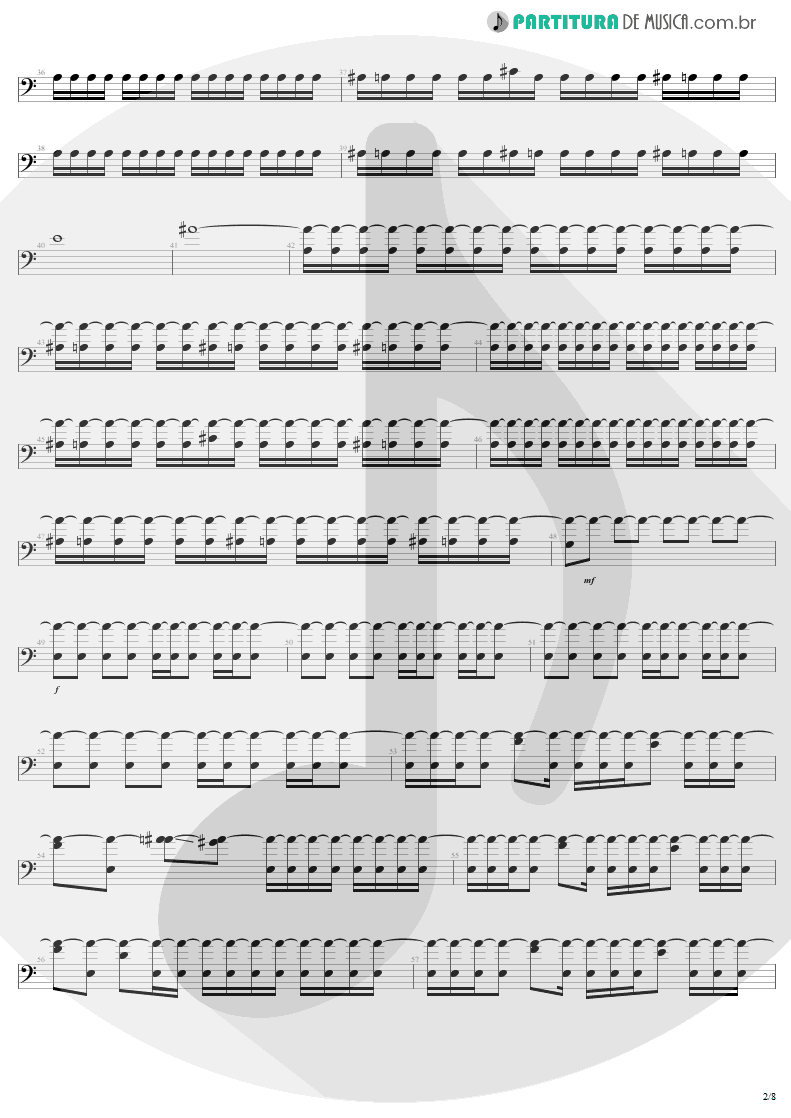 Partitura de musica de Baixo Elétrico - Slaves Of Pain | Sepultura | Beneath the Remains 1989 - pag 2