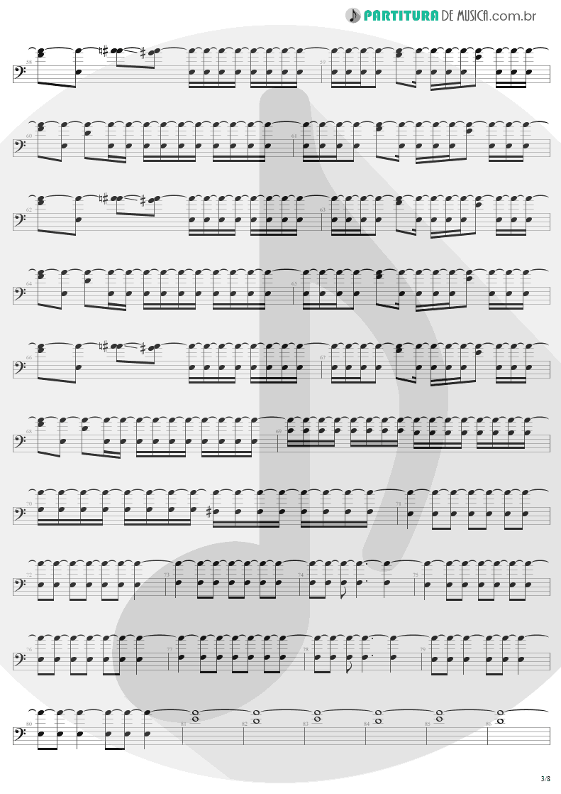 Partitura de musica de Baixo Elétrico - Slaves Of Pain | Sepultura | Beneath the Remains 1989 - pag 3