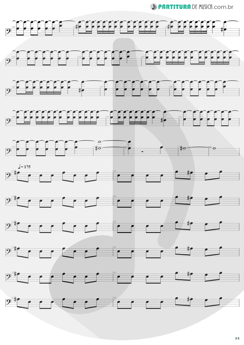 Partitura de musica de Baixo Elétrico - Slaves Of Pain | Sepultura | Beneath the Remains 1989 - pag 6