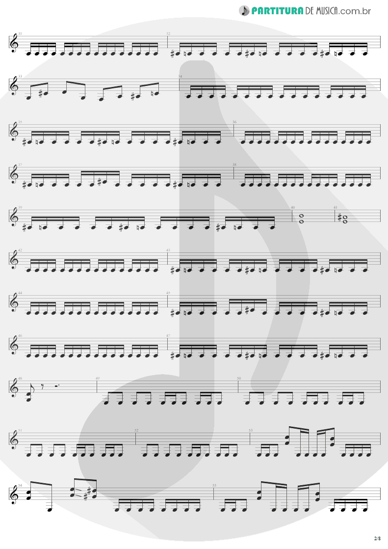 Partitura de musica de Guitarra Elétrica - Slaves Of Pain | Sepultura | Beneath the Remains 1989 - pag 2