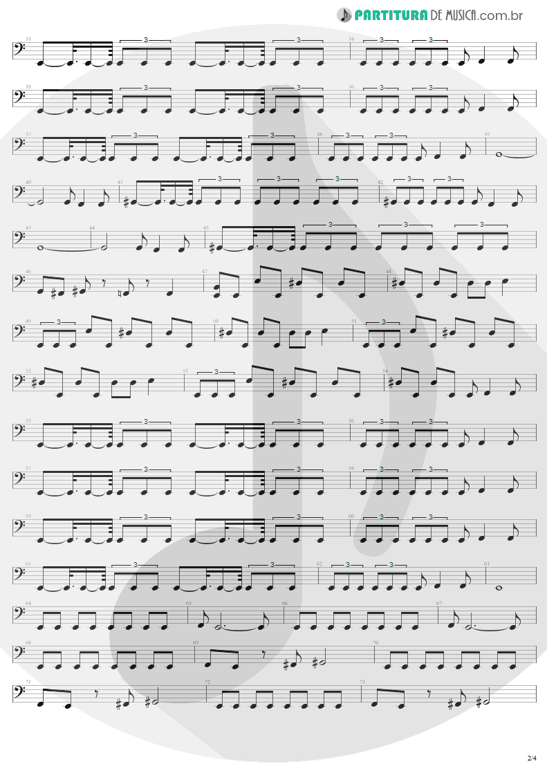 Partitura de musica de Baixo Elétrico - Arise | Sepultura | Arise 1991 - pag 2