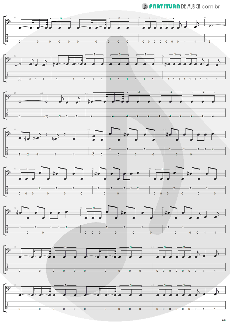 Tablatura + Partitura de musica de Baixo Elétrico - Arise | Sepultura | Arise 1991 - pag 3