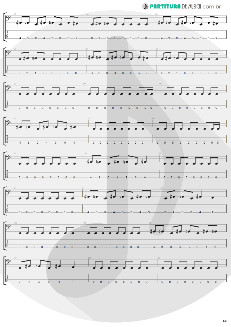 Tablatura + Partitura de musica de Baixo Elétrico - Arise | Sepultura | Arise 1991 - pag 5