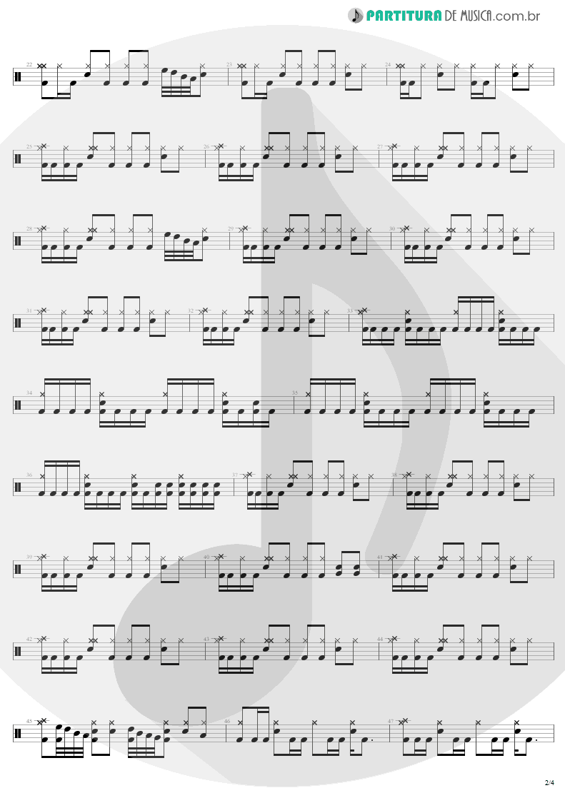 Partitura de musica de Bateria - Refuse/Resist | Sepultura | Chaos A.D. 1993 - pag 2