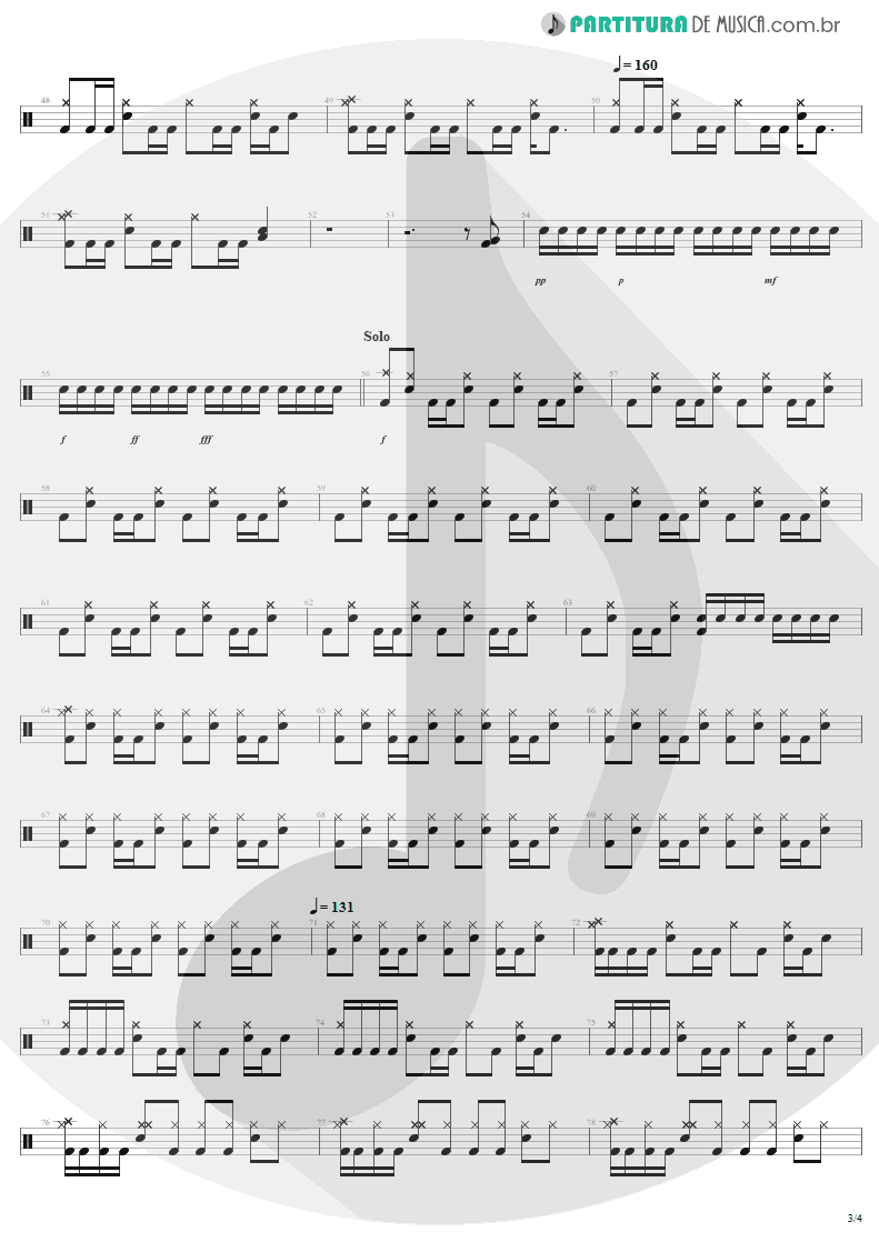 Partitura de musica de Bateria - Refuse/Resist | Sepultura | Chaos A.D. 1993 - pag 3