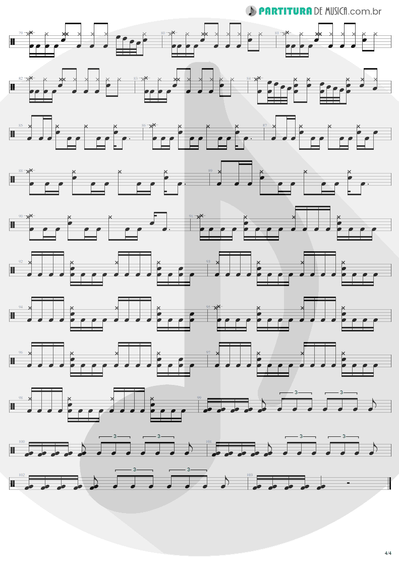 Partitura de musica de Bateria - Refuse/Resist | Sepultura | Chaos A.D. 1993 - pag 4