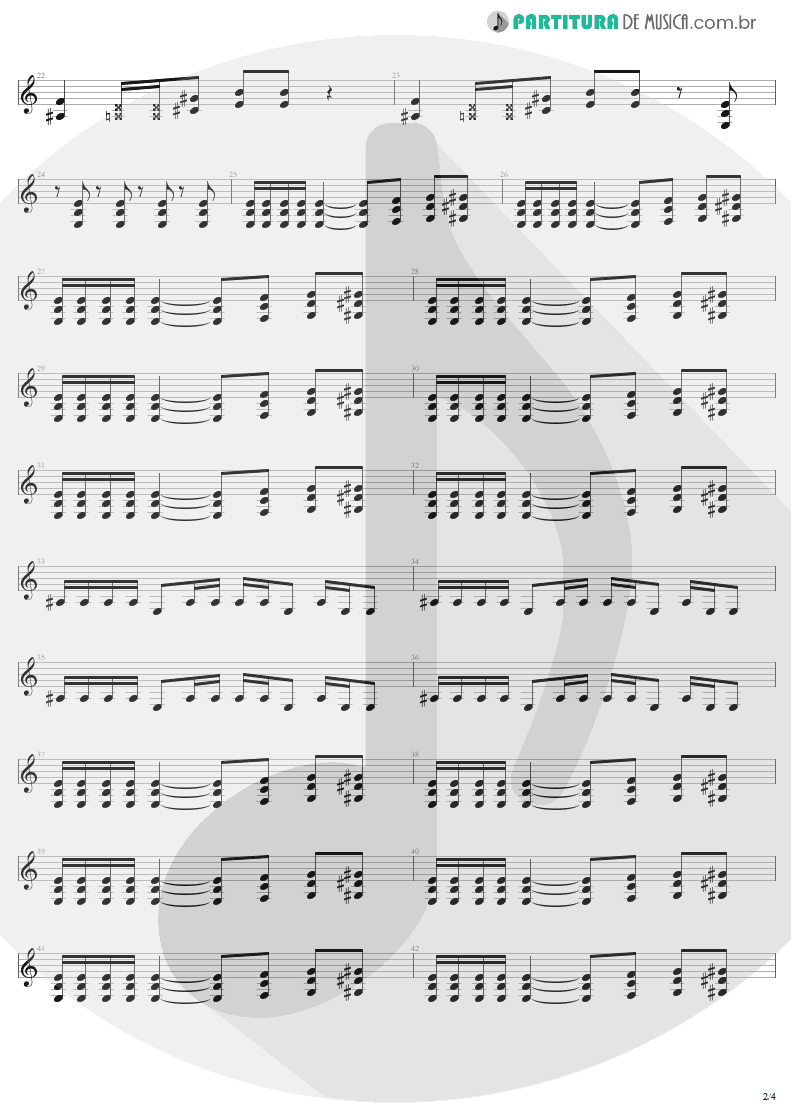 Partitura de musica de Guitarra Elétrica - Refuse/Resist | Sepultura | Chaos A.D. 1993 - pag 2