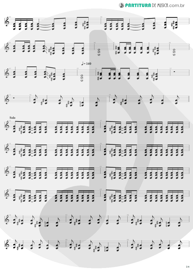 Partitura de musica de Guitarra Elétrica - Refuse/Resist | Sepultura | Chaos A.D. 1993 - pag 3