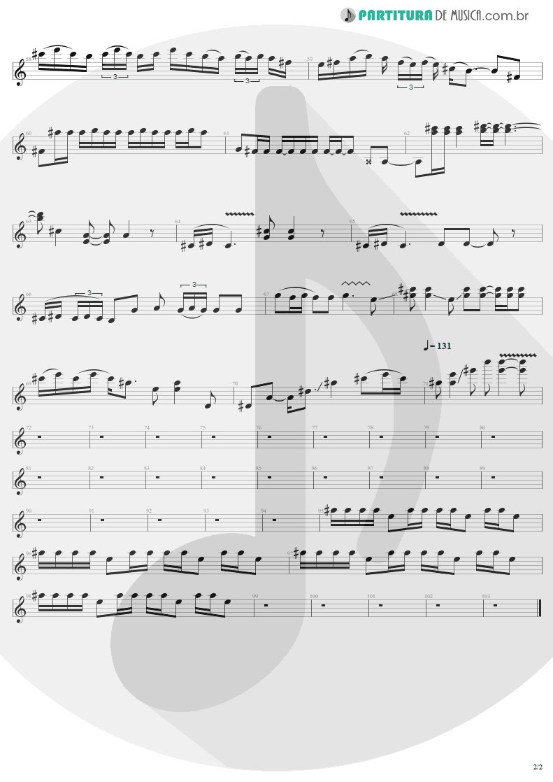 Partitura de musica de Guitarra Elétrica - Refuse/Resist | Sepultura | Chaos A.D. 1993 - pag 2