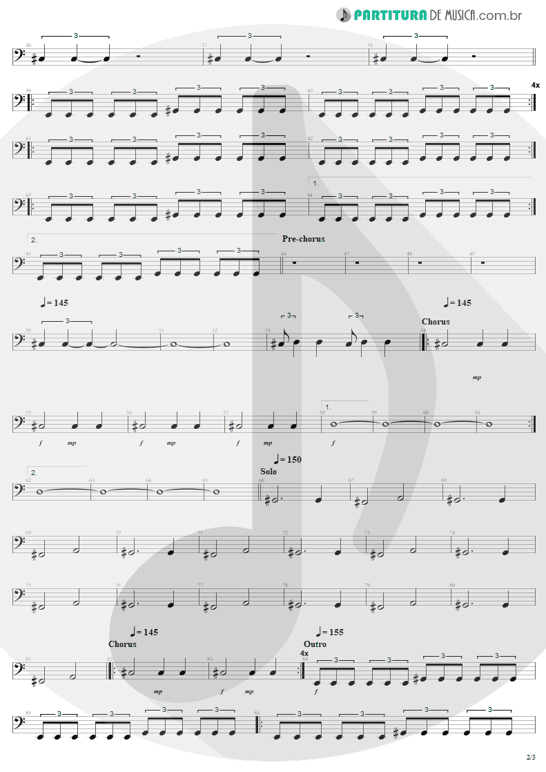 Partitura de musica de Baixo Elétrico - We Who Are Not As Others | Sepultura | Chaos A.D. 1993 - pag 2