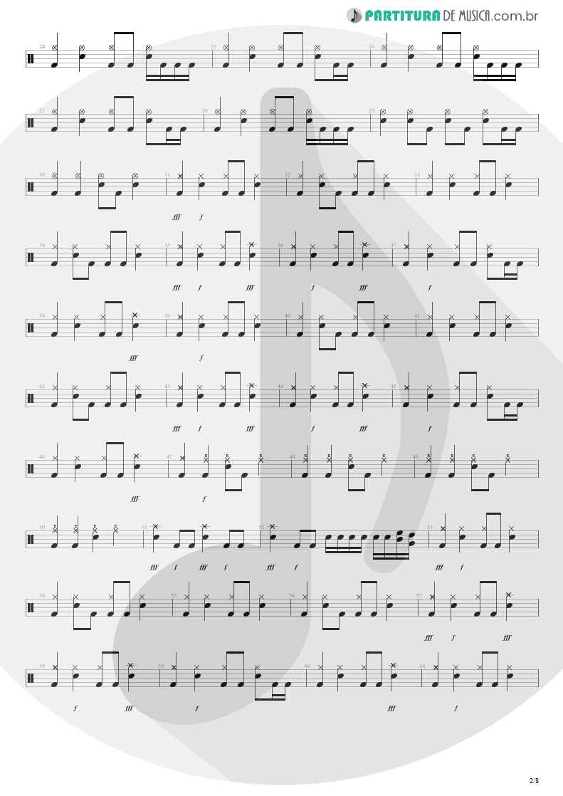 Partitura de musica de Bateria - Distant Thunder | Shaaman | Ritual 2002 - pag 2
