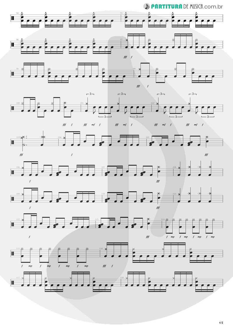 Partitura de musica de Bateria - Distant Thunder | Shaaman | Ritual 2002 - pag 4