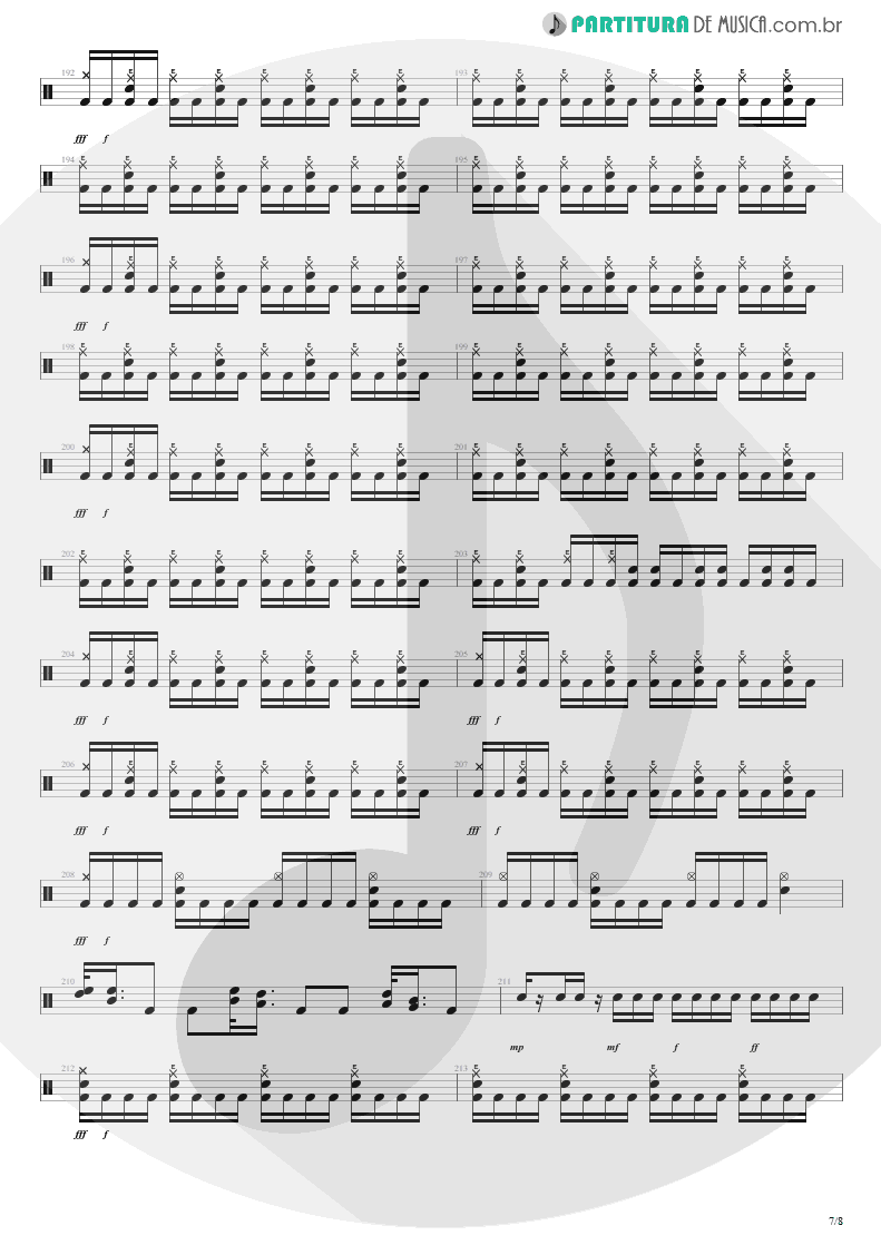 Partitura de musica de Bateria - Distant Thunder | Shaaman | Ritual 2002 - pag 7