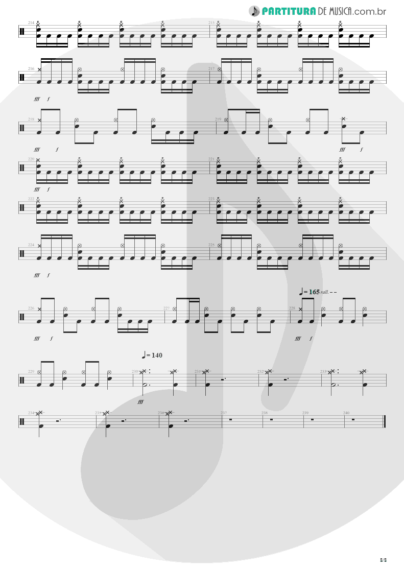 Partitura de musica de Bateria - Distant Thunder | Shaaman | Ritual 2002 - pag 8