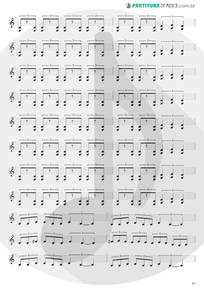 Partitura de musica de Guitarra Elétrica - For Tomorrow | Shaaman | Ritual 2002 - pag 2