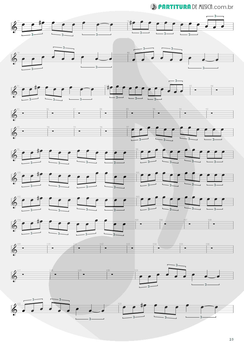 Partitura de musica de Guitarra Elétrica - For Tomorrow | Shaaman | Ritual 2002 - pag 2