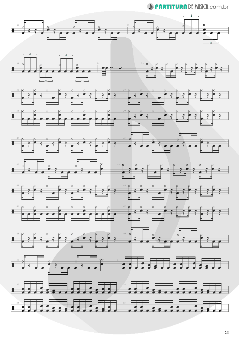 Partitura de musica de Bateria - Here I Am | Shaaman | Ritual 2002 - pag 2