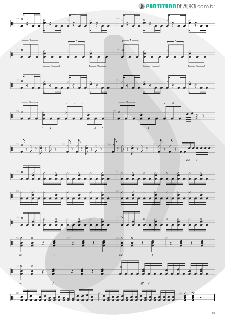 Partitura de musica de Bateria - Here I Am | Shaaman | Ritual 2002 - pag 8